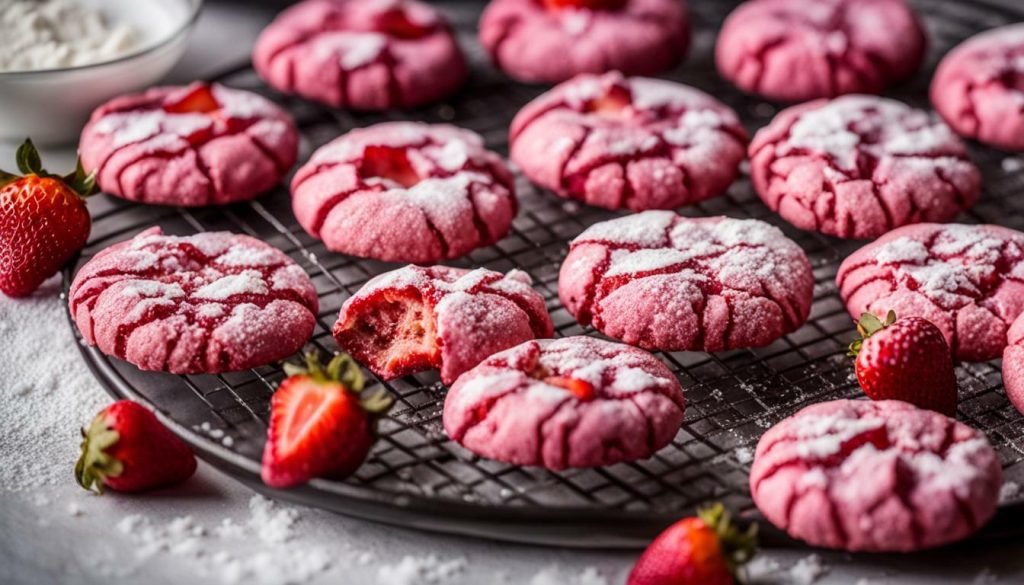 Strawberry Crinkle Cookies