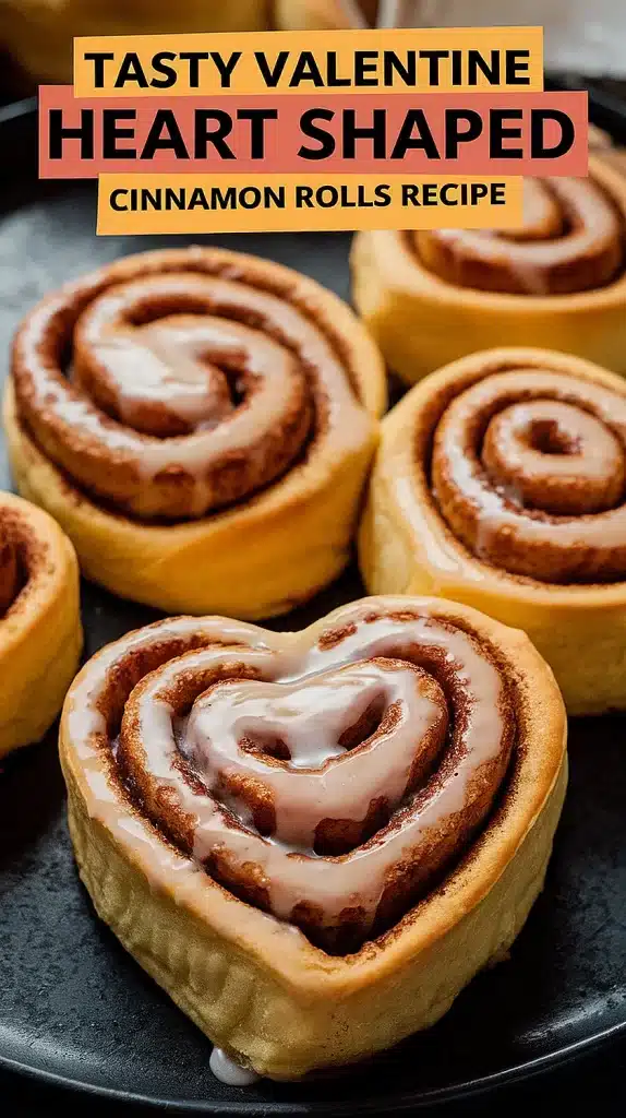 valentine heart shaped cinnamon rolls