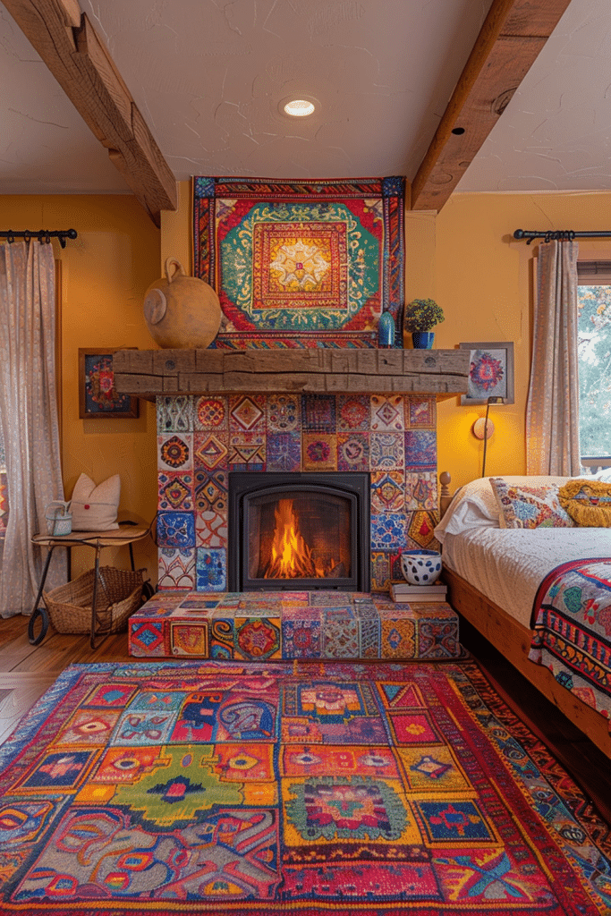 Artisan Hearth: A Boho Crafted Fireplace