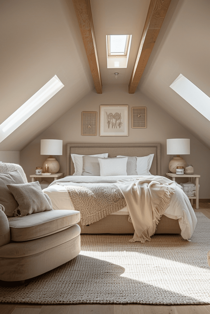 Attic Master Suite with Skylights