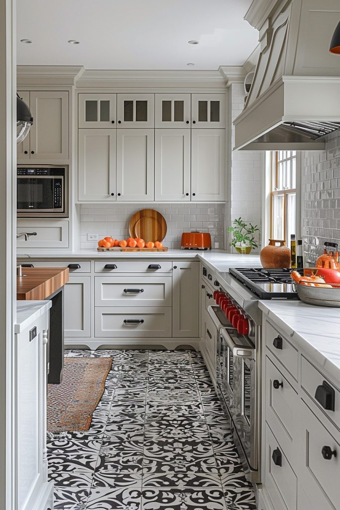 Bold Patterned Boho Kitchen Floors