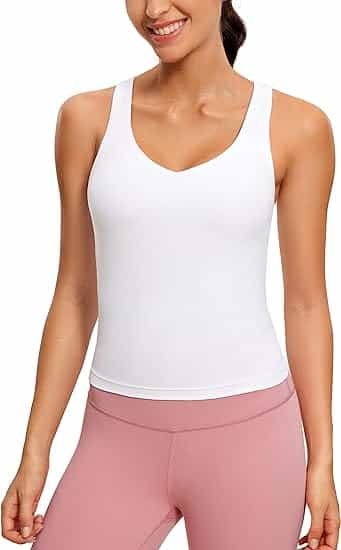 CRZ YOGA Butterluxe Womens V Neck Workout Tank Tops with Built in Bras