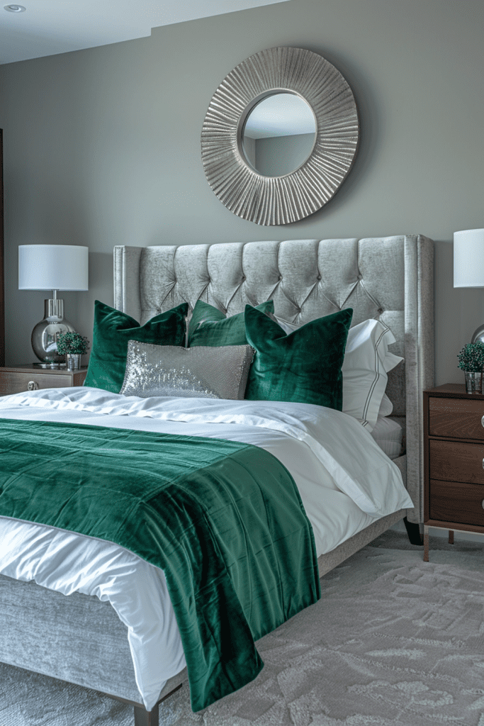 Deco Dazzle: Emerald and Silver Accents