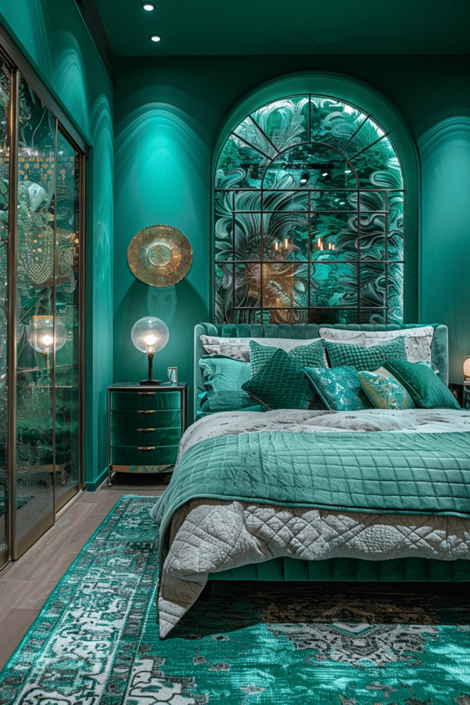 Deco Echo: Reflective Emerald and Mirror Details