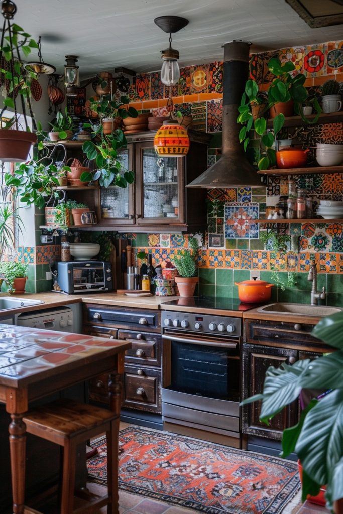 Eclectic Boho-Chic Cooking Spaces