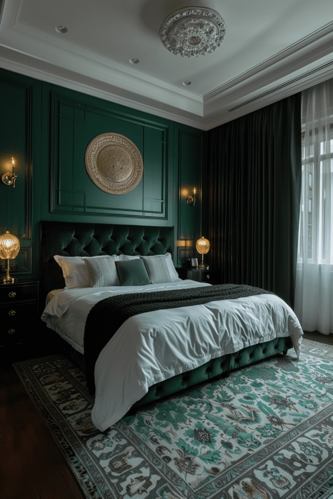 Enigmatic Emerald: Deep Green Deco Mystery