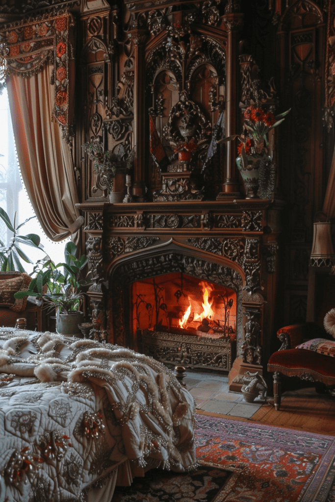 Exotic Elegance with a Fireplace