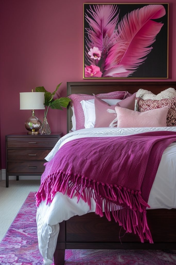 Fuchsia Feather Wall Art