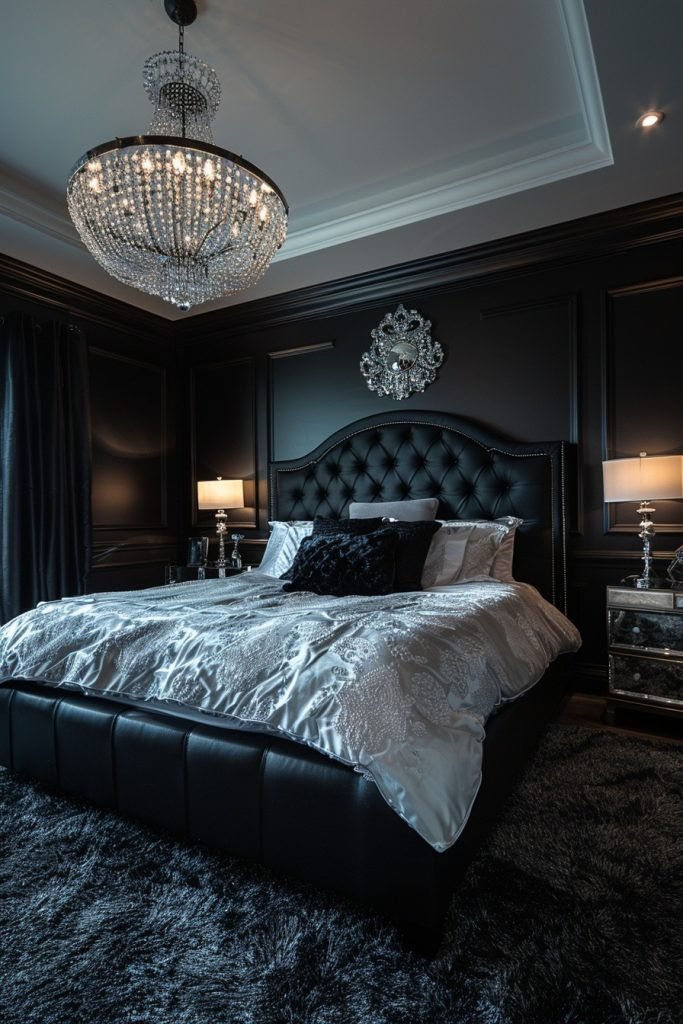 Glamorous Black and Crystal Accents