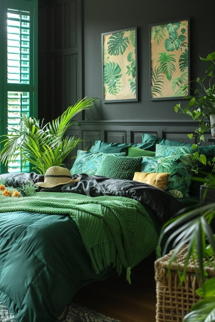 Lush Black with Jungle Greenery