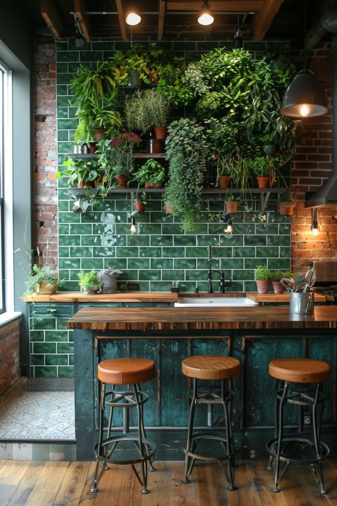 Lush Green Boho Kitchens