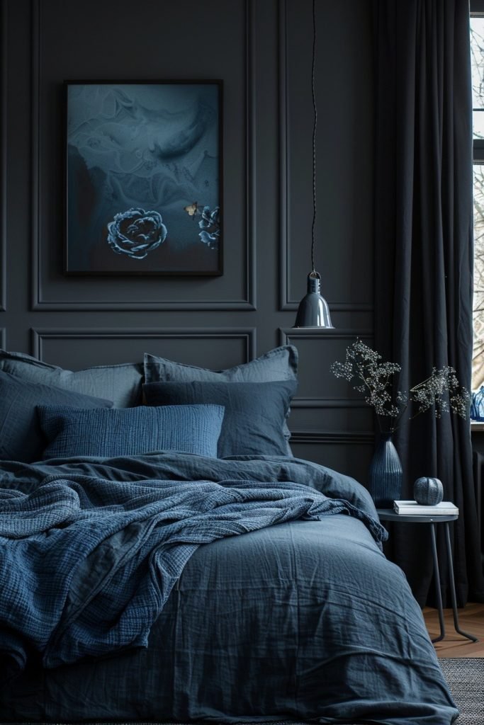 Moody Black with Deep Blue Undertones