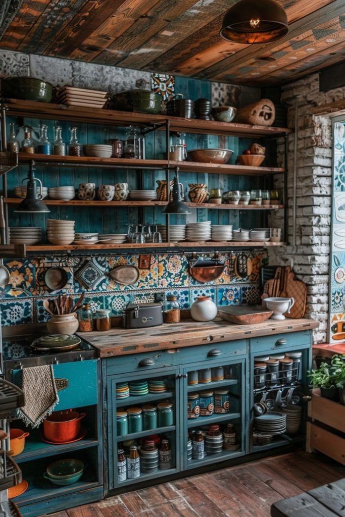 Open Shelving in Boho Kitchens