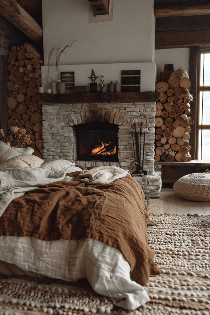 Rustic Flames: Boho Bedroom Warmth