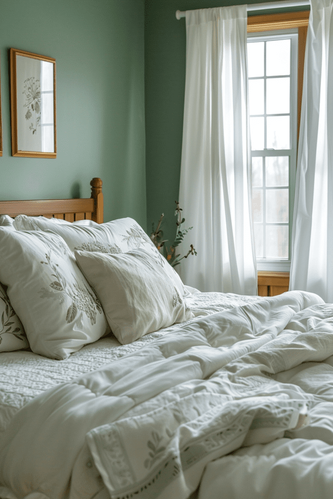 Sage Walls and White Linens