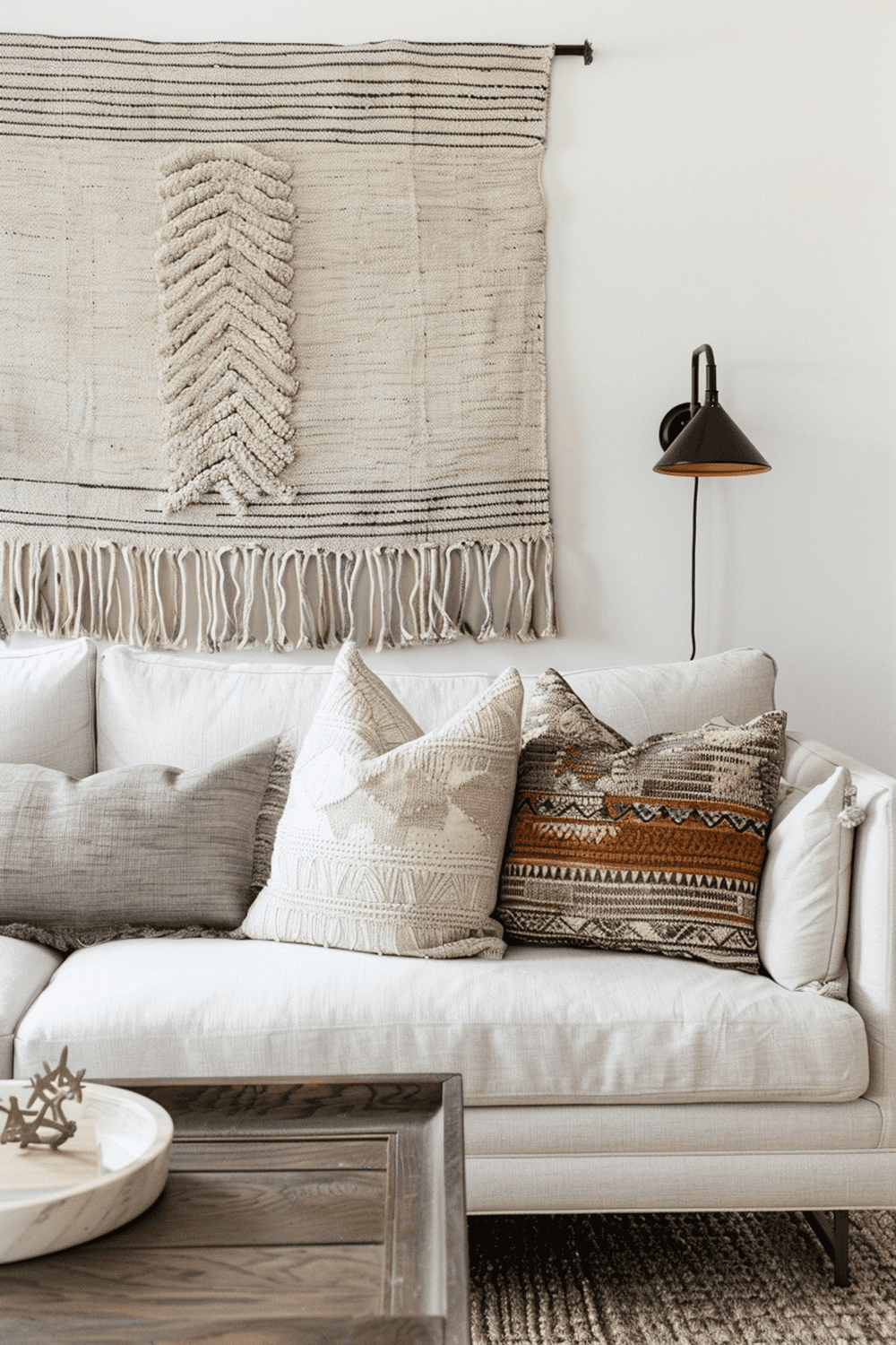 Photo inspiration: Textured Fabric Wall Hangings For Office Reference: 29 Minimalist Wall Decor Inspiration Above Your Couch