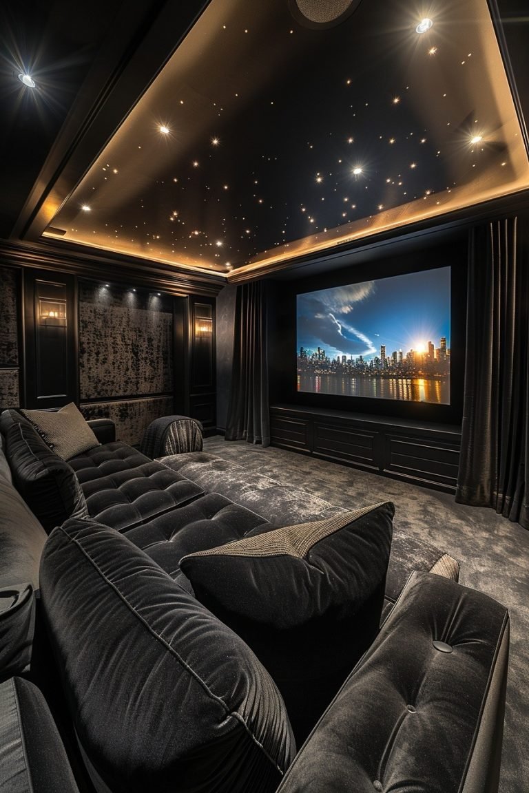 Illustration of Best Exotic Textured Apartment Home Theaters