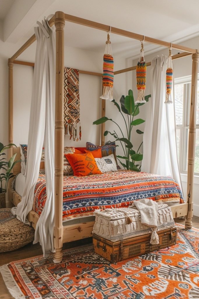 Boho Chic Canopy With Colorful Curtains