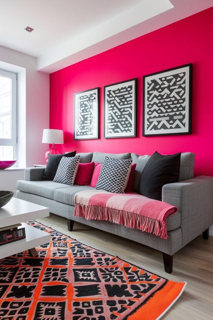 Bold Pink Accent Walls