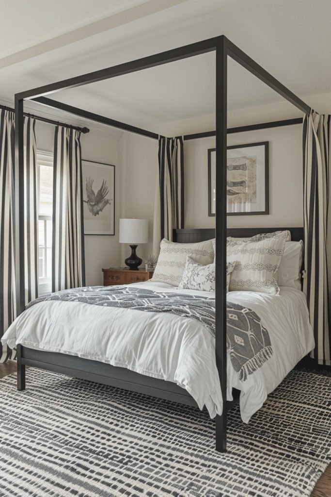Bold Stripes Canopy Bed Curtains