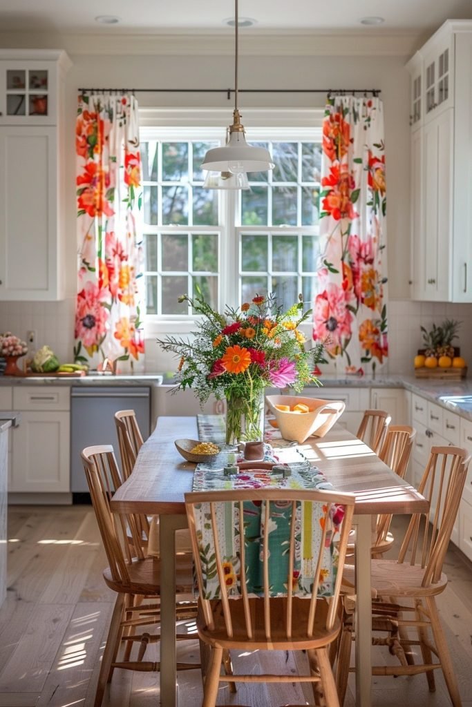 Bright Floral Print Curtains