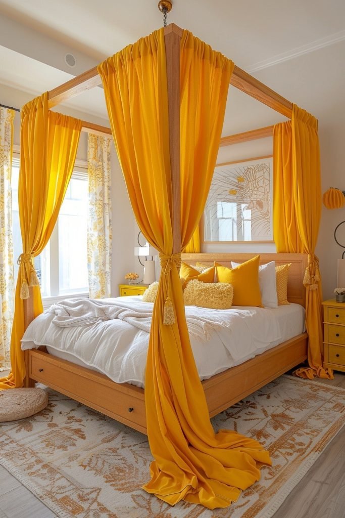 Bright Yellow Canopy Curtains