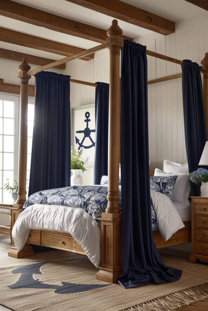 Classic Navy Canopy Curtains
