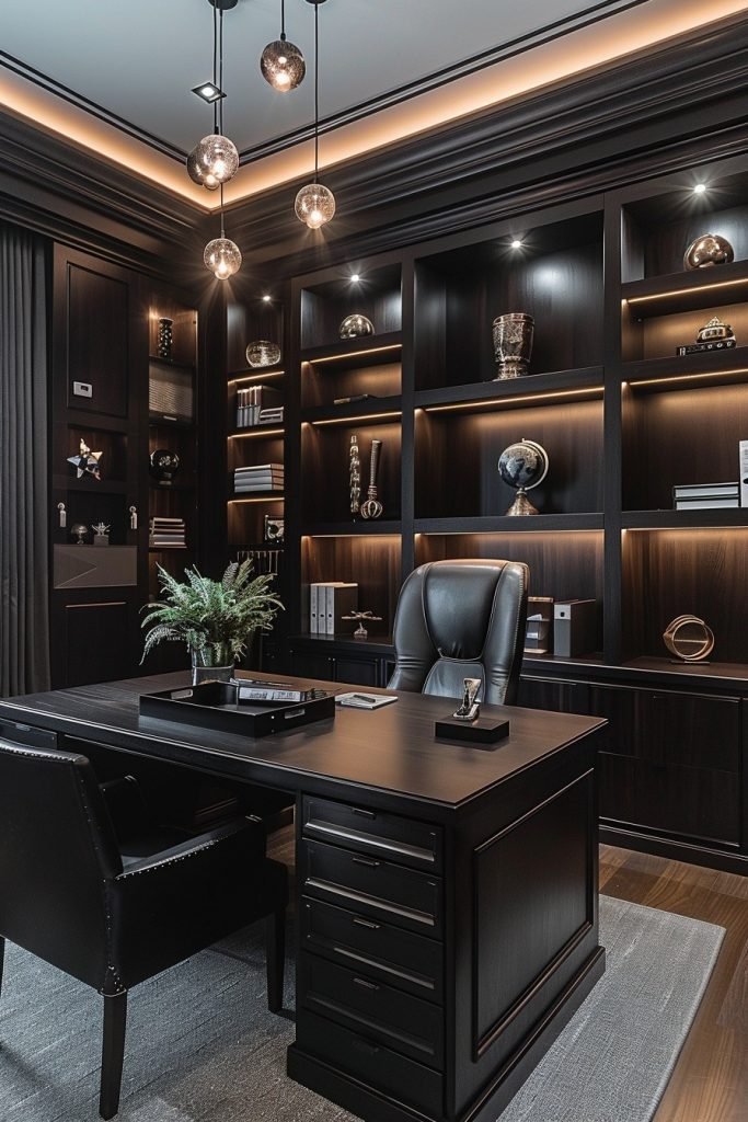 Contemporary Dark Office Space