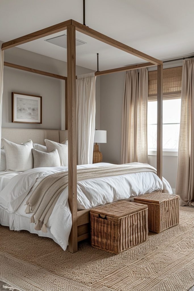 Contemporary Neutral Canopy Curtains