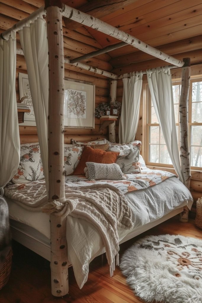 Cozy Cabin Chic Canopy Bed