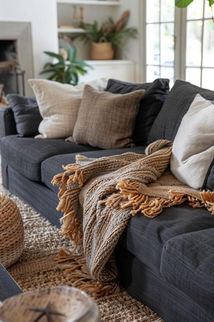 Dark Grey with Cozy Throws