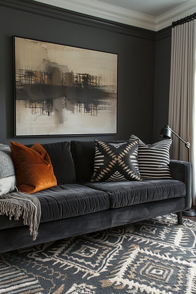 Dark Grey with Geometric Patterns