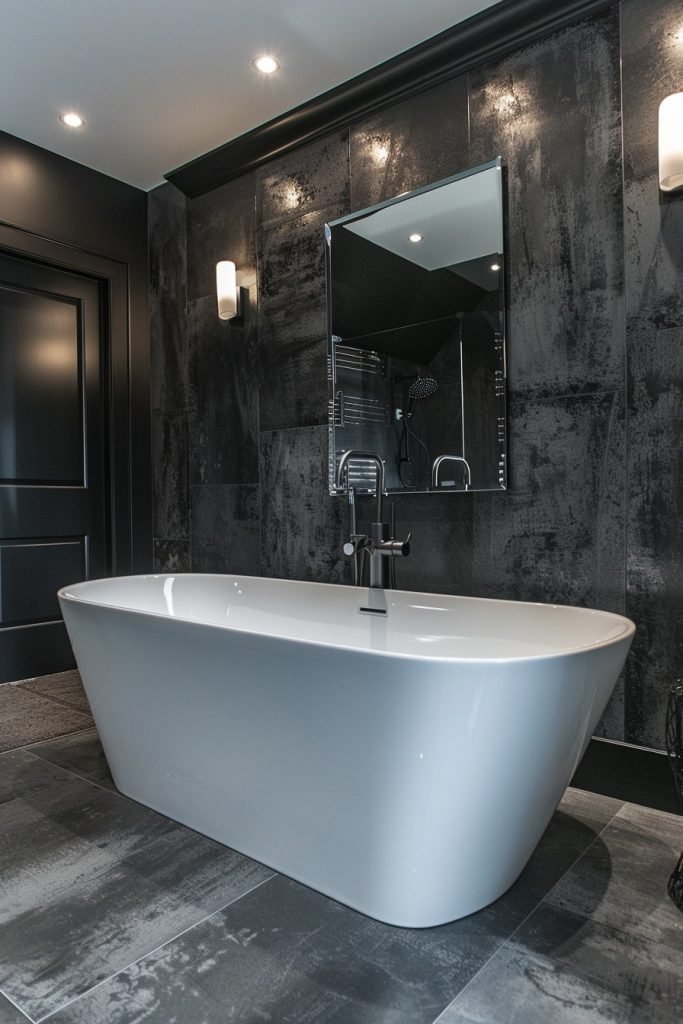Deep Tone Textured Walls Bathroom