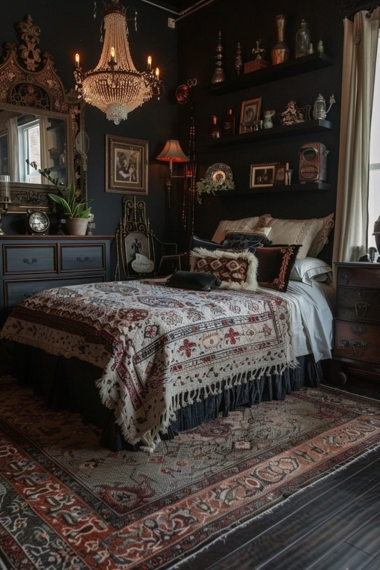 29 Goth Boho Bedrooms: Dark And Dreamy Design Inspirations - Courtneys ...