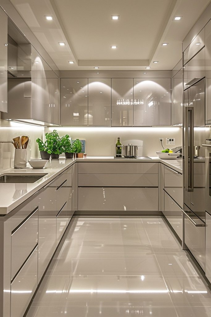 High-Gloss Finish Small Kitchen Ideas