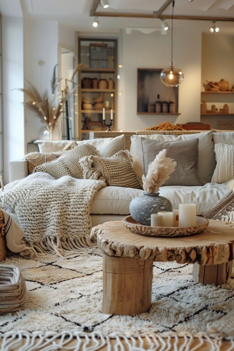 View of 29 Scandi Boho Living Room Ideas For A Cozy And Chic Home - Courtneys World