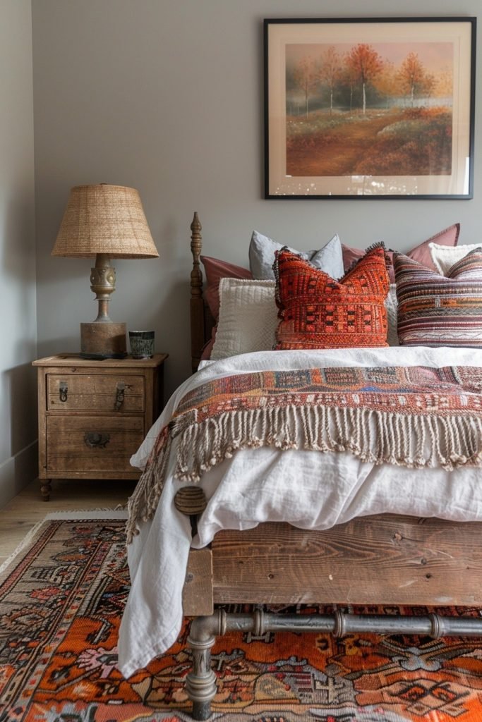 Industrial Pipe Floor Lamp with Boho Shades