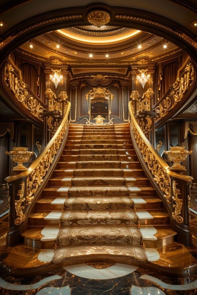 Luxe Gold Accented Staircase Ideas