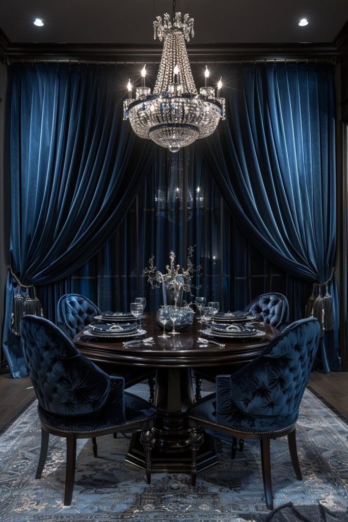 Luxurious Dark Velvet Dining Room