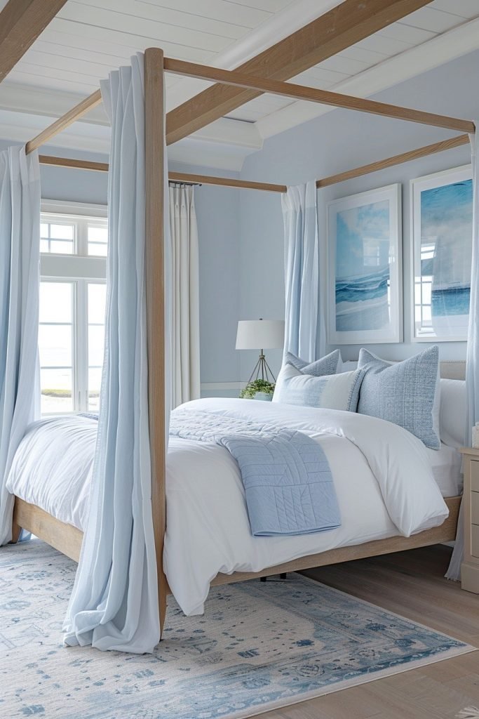 Ocean Breeze Light Blue Canopy Curtains