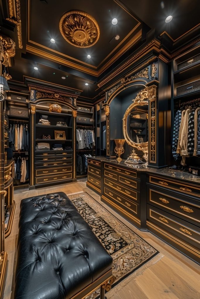 Opulent Gold Accented Closet