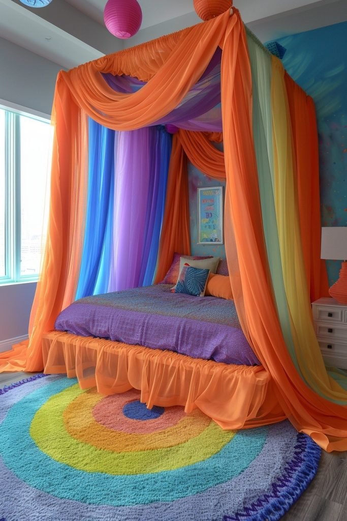 Rainbow Tulle Canopy Dream