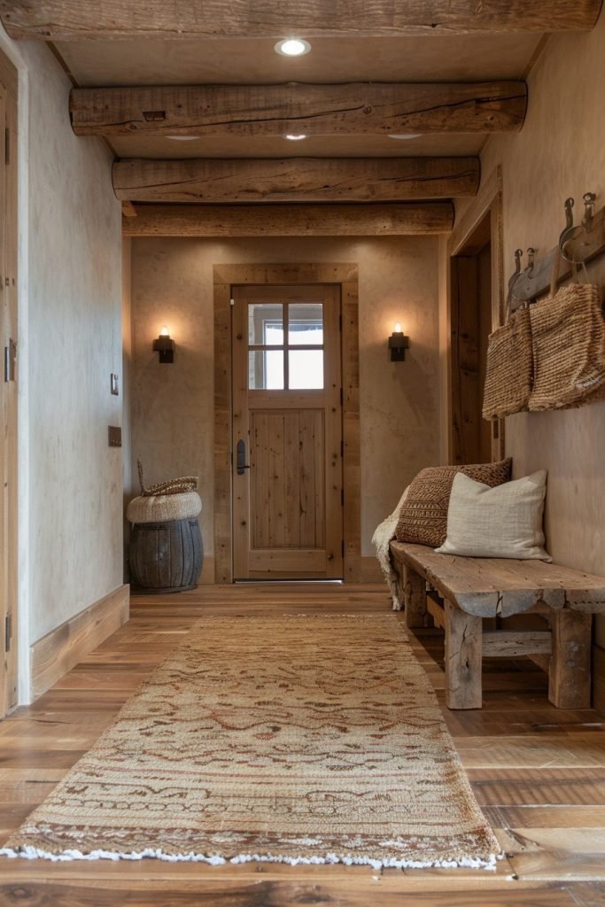 Raw Wood and Natural Fiber Hallways