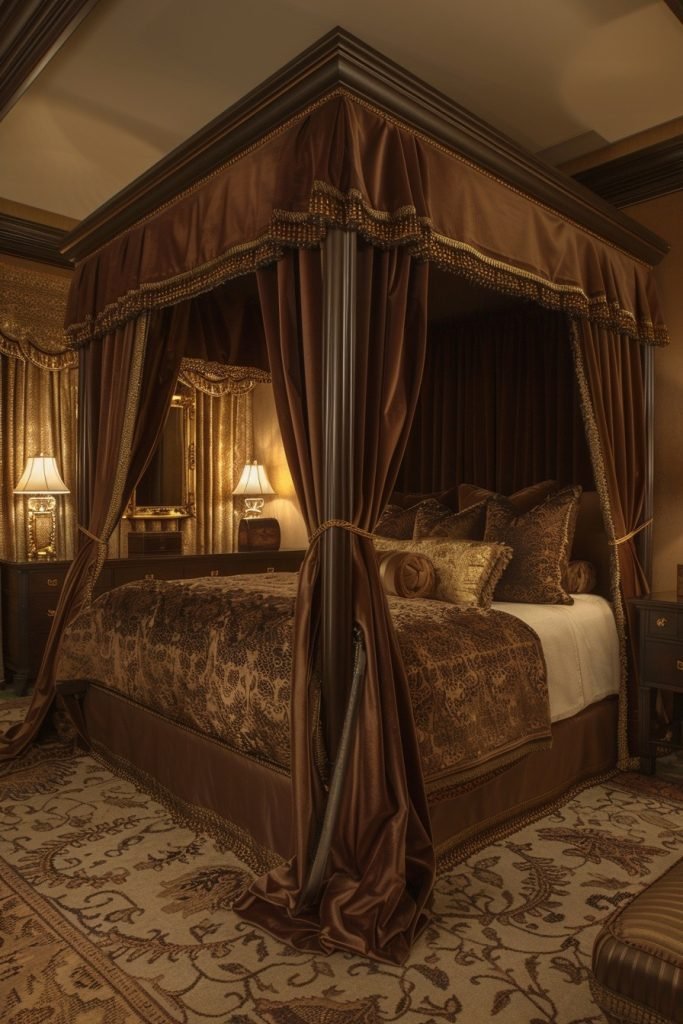 Regal Gold Accented Canopy Curtains