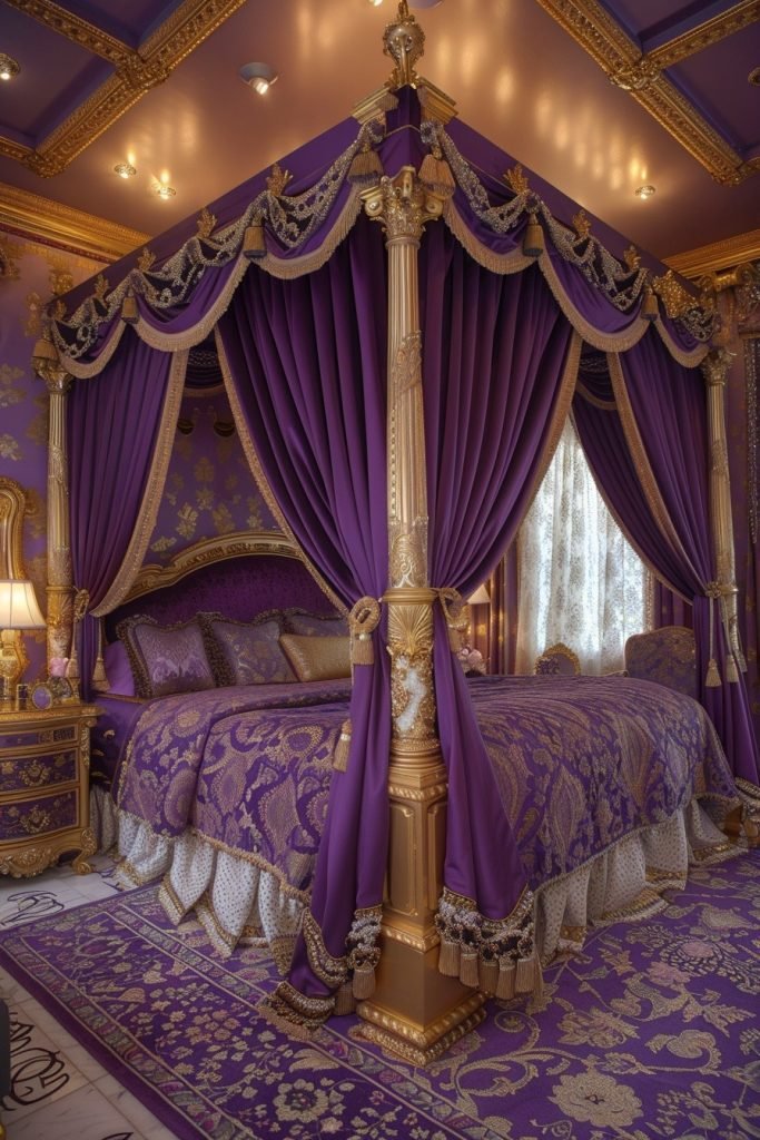Regal Gold Trim Canopy Bed