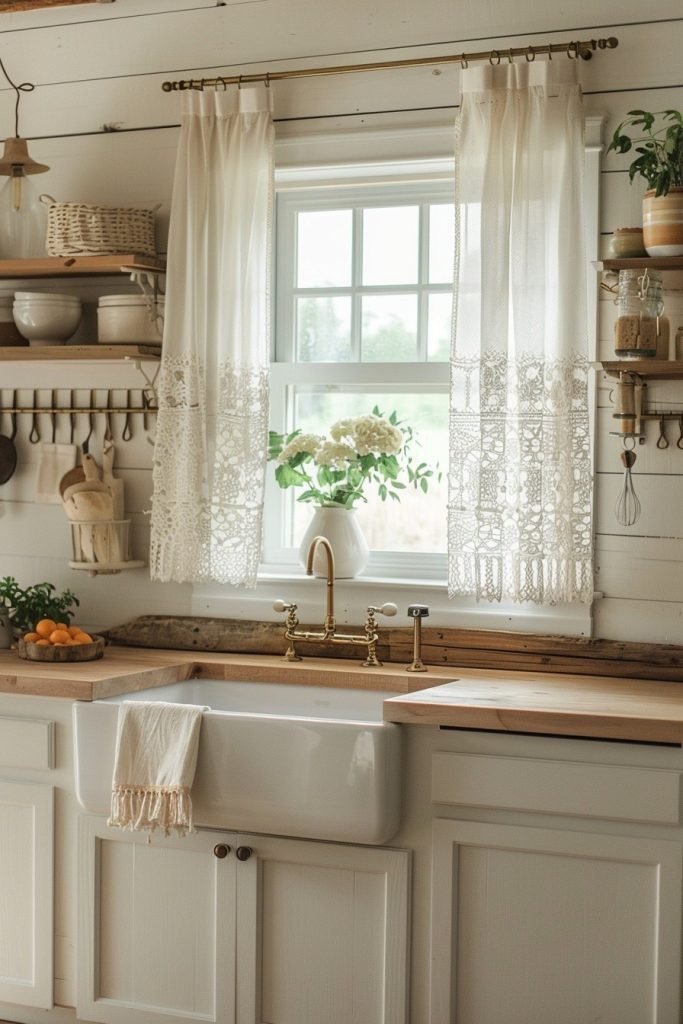 Sheer Lace Detail Curtains
