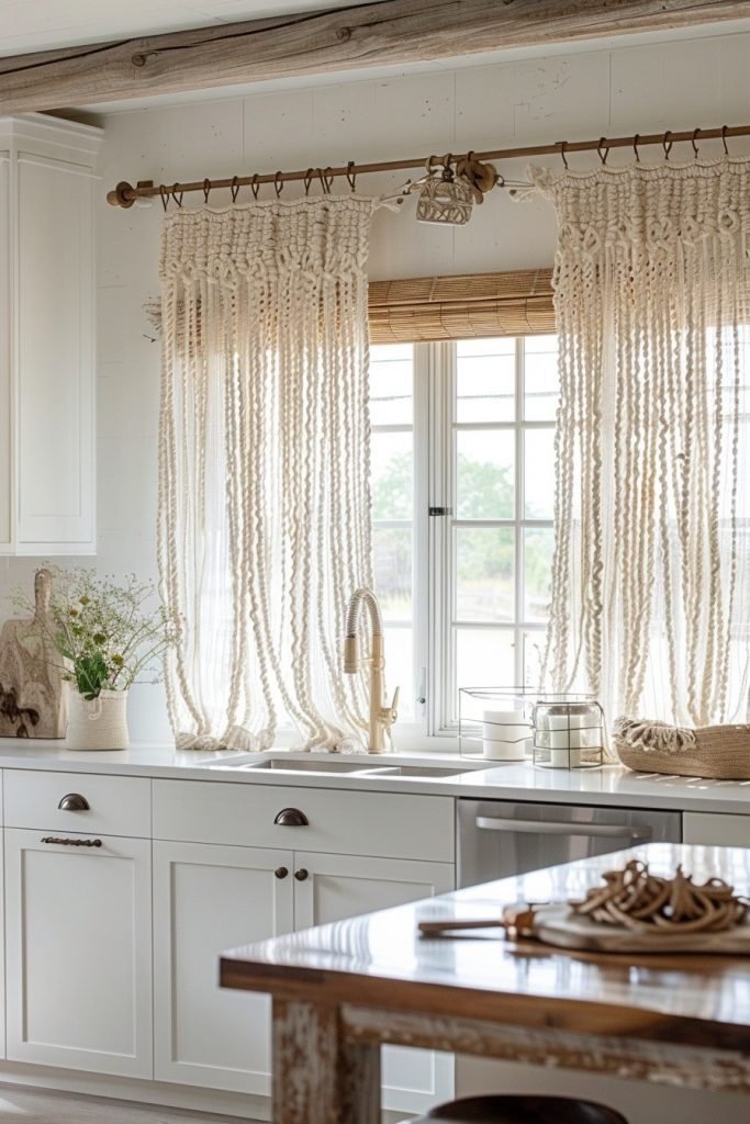 Sheer White Macramé Curtains