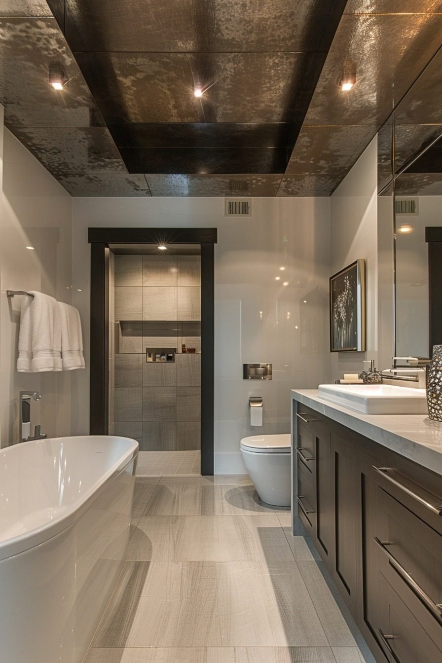 29 Ceiling Design Ideas That Will Wow Your Guests - Courtneys World - Industrial Chic Metallic Ceiling Decor For Penthouses