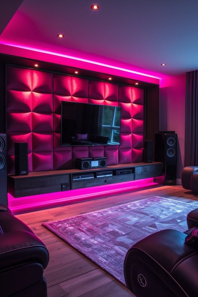 Sleek Pink Media Rooms