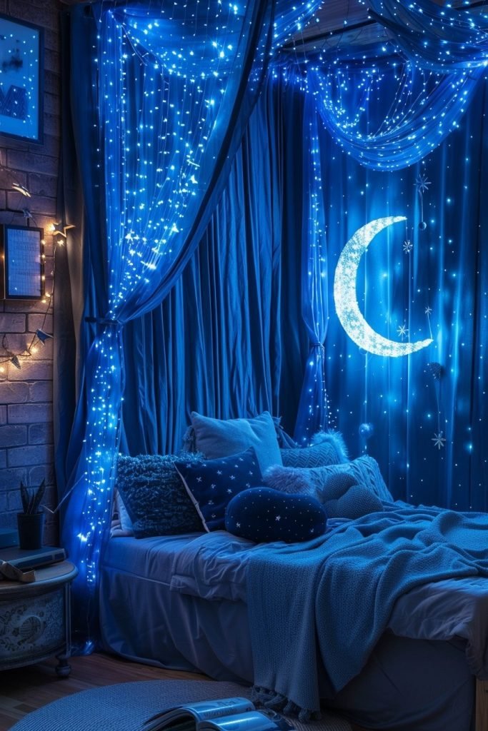 Starry Night Light Canopy Bed